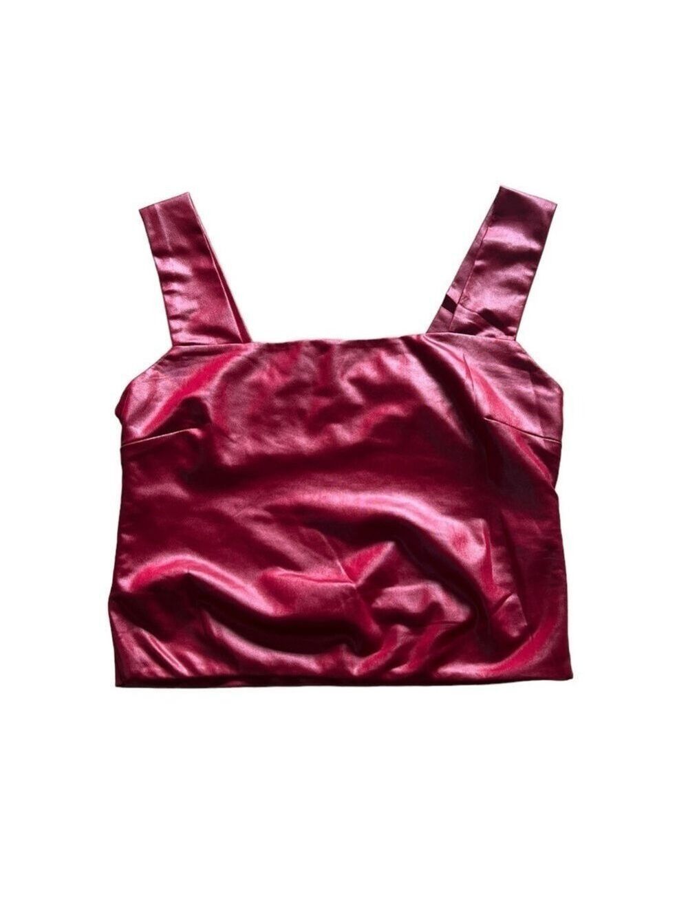 Illa Illa Metallic Red Open Back Crop Tank Top Small